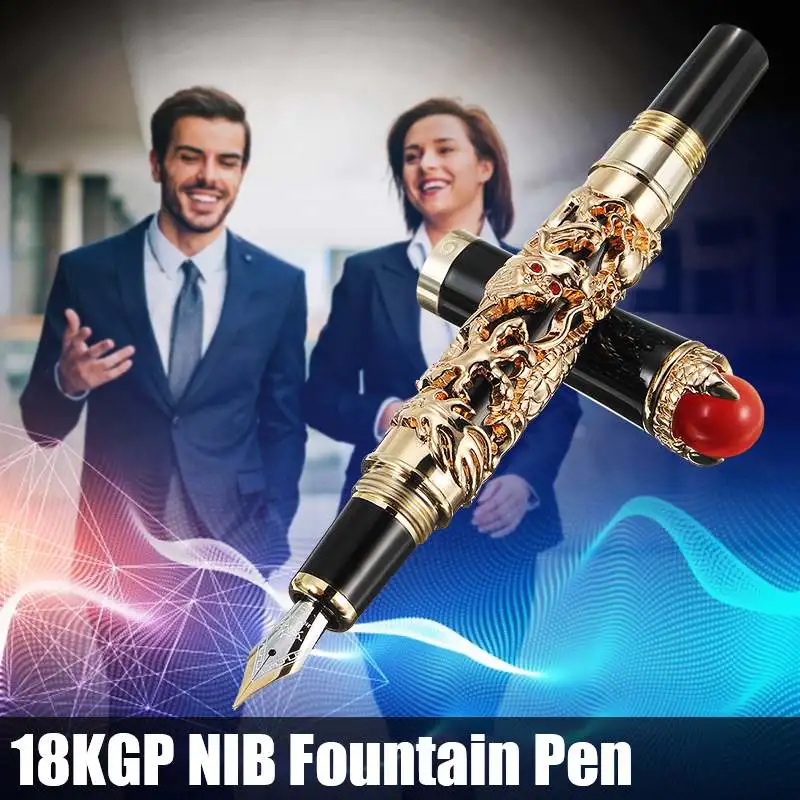 

fountain pen ink Golden Dragon King Play Pearl 0.5mm Nib Rollerball Pen ink pen calligraphy pen For Choice Office Business