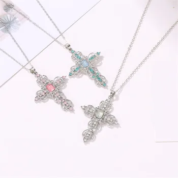 

Fashion Classic Hot Cross Necklace Bohemian Hollow Rhinestone Necklace Accessories Couple Jewelry Gift