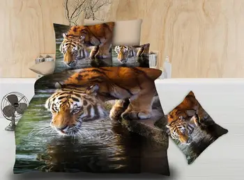 

BEST.WENS wholesale New fashion duvet set double bedsheet Microfiber Fabric Home textile Quality western lion Tiger Dropshipping