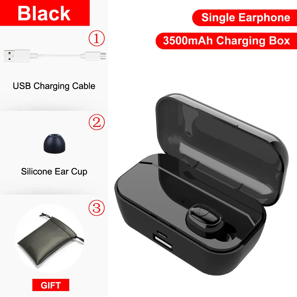 Single ear Black X7 5,0 Bluetooth наушники беспроводные наушники TWS стерео гарнитура с 2200 мАч Внешний аккумулятор светодиодный дисплей IPX7 водонепроницаемый - Цвет: Single ear Black