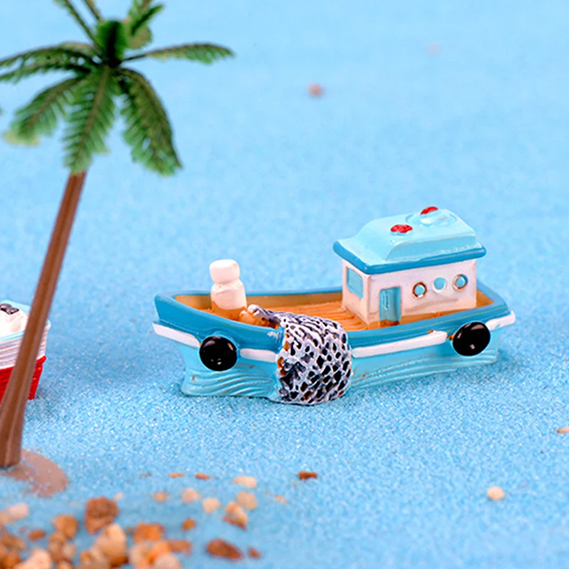 Ornament Crafts Miniature Figurines Miniature Ornament Marine Nautical Creative Sailboat Mode Room Decor Figurines Miniatures Mediterranean Style Ship Small boat ornaments
