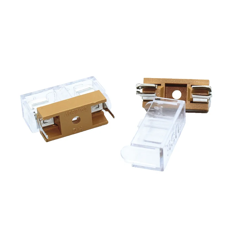 100 шт. BF-015 5*20 мм 10A 250VAC PCB установленный держатель предохранителя коробка с прозрачной крышкой 2 контакта 22,5 мм шаг