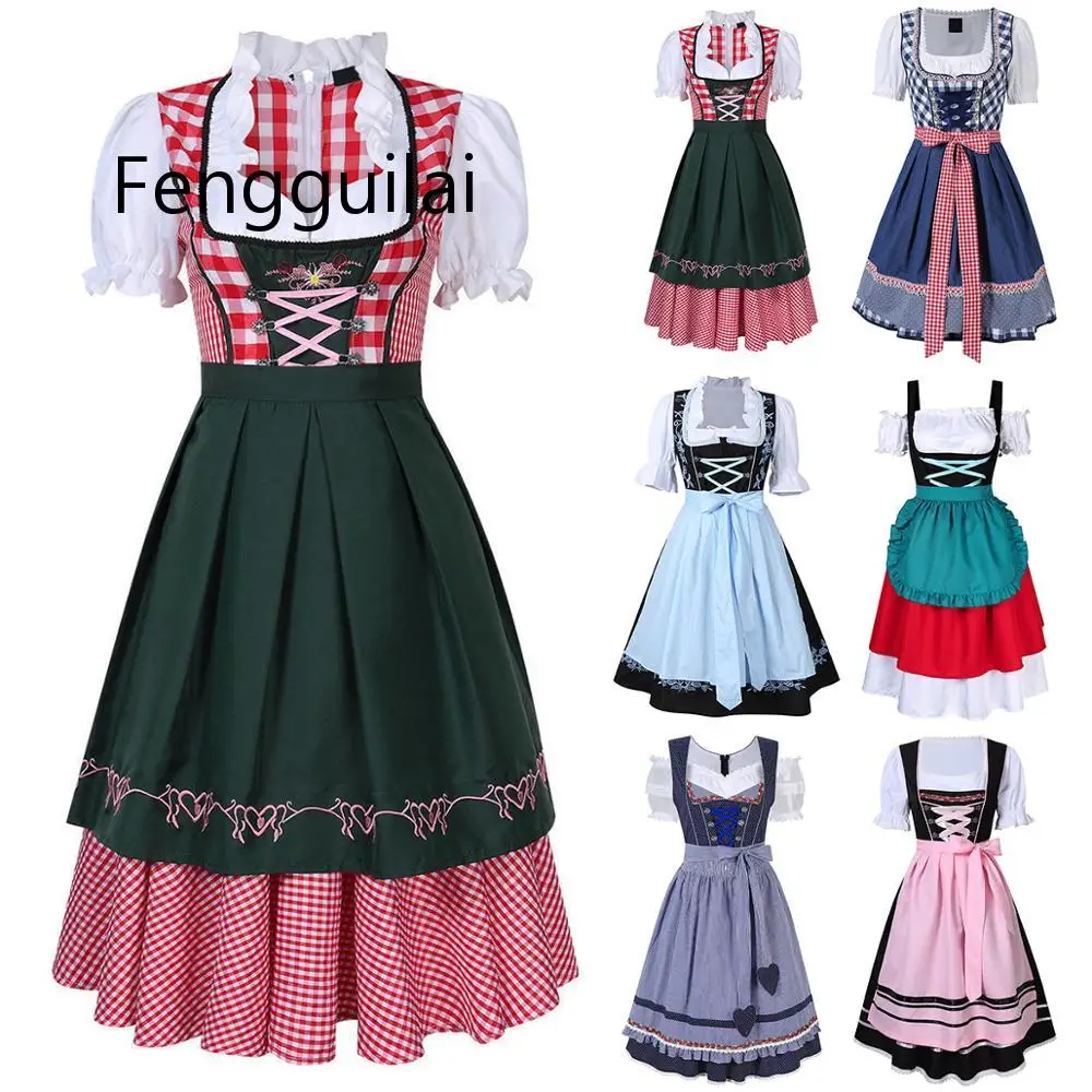 FENGGUILAI Dirndl/платье; Немецкий традиционный костюм для Октоберфеста; пивной костюм для девочек; Bavarian Dirndl; платье с фартуком; S-XXXL