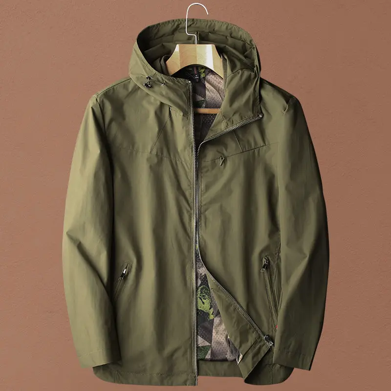 spring and autumn mountaineering jacket men's thin windbreaker fashion loose hooded men's coat