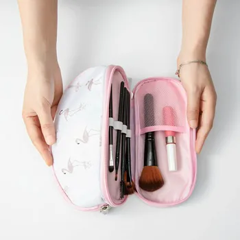 

1 Pcs Flamingo Floral Double Layer Cosmetic Bag Zipper Portable Waterproof High Capacity Storage Bag Travel Makeup Accessories