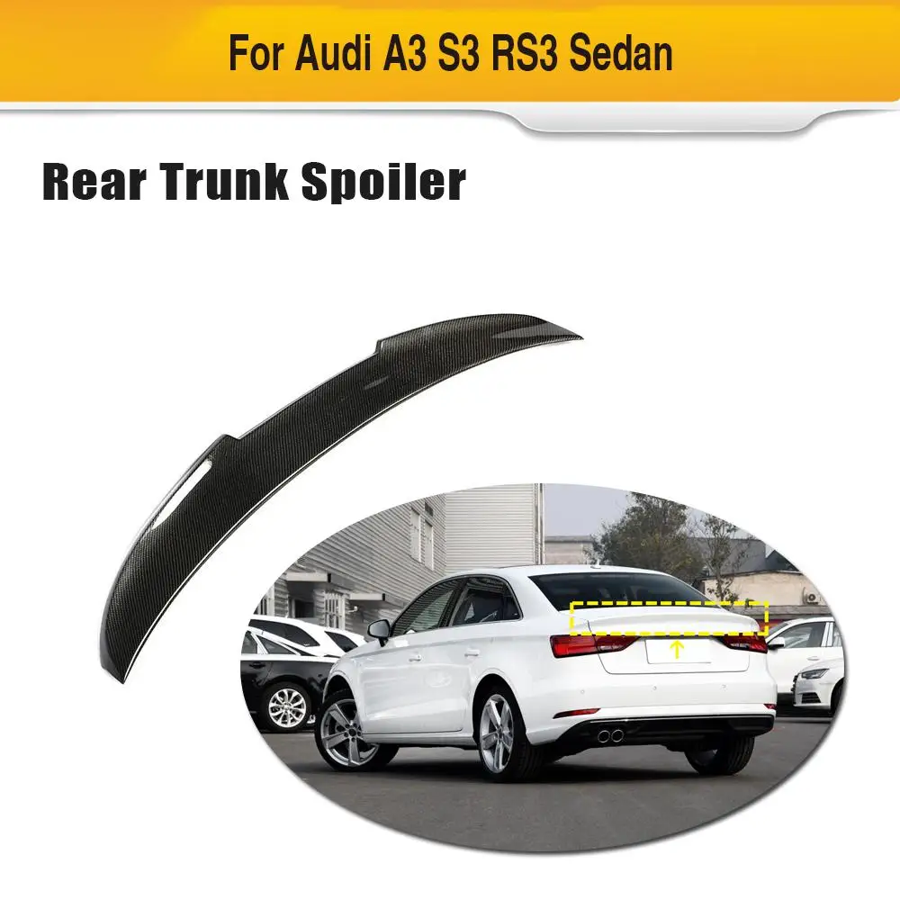 

Car Rear Trunk Wing Spoiler for Audi A3 S3 RS3 4 Door Sedan 2014 - 2019 Carbon Fiber Trunk Wing Lip Boot