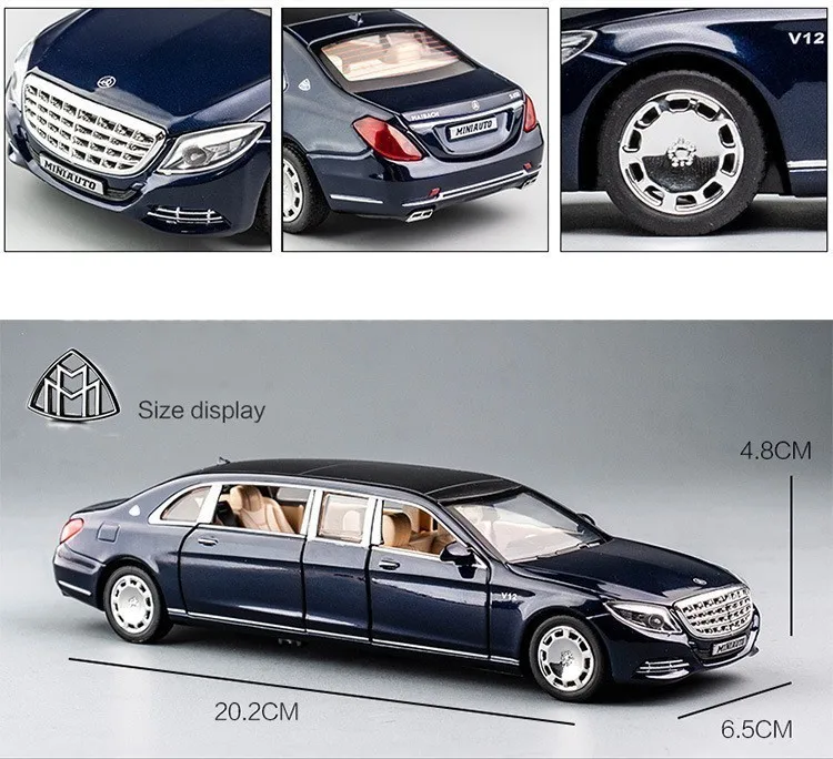 1/32 Maybach литая металлическая модель сплав Высокая Игрушечная машина 6 дверей Openable подарок на день рождения инерционные игрушки для детей