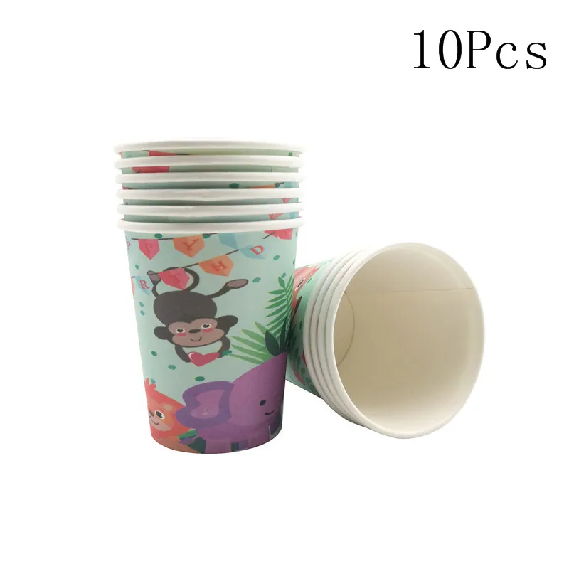 10pcs Cup Chicinlife джунгли животные с днем рождения гирлянды-флажки Детские День рождения украшение Дикие один джунгли вечерние поставки зеленый помпон - Цвет: 10pcs Cup