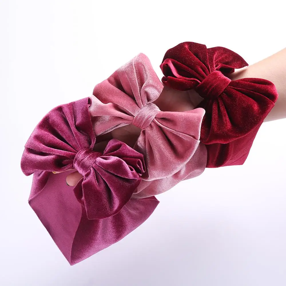 Solid Velvet Baby Bow Winter Headband