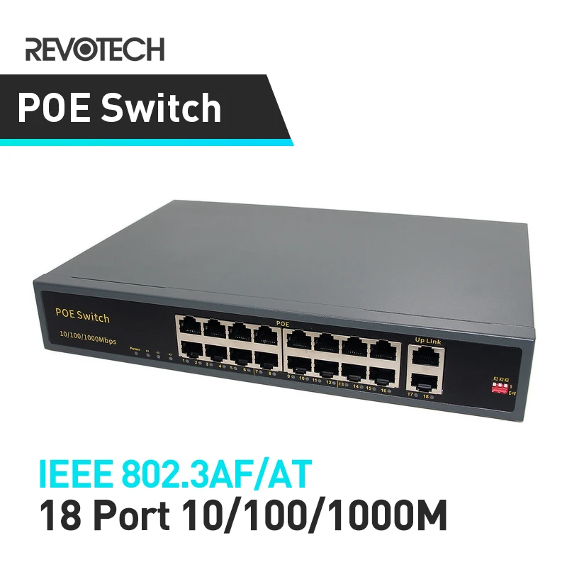 Коммутатор POE с 16 портами 10/100M + 2 10/100M/1000 IEEE802.3af 120 Вт 48 В Ethernet для системы IP камер сетевой коммутатор|Коробки
