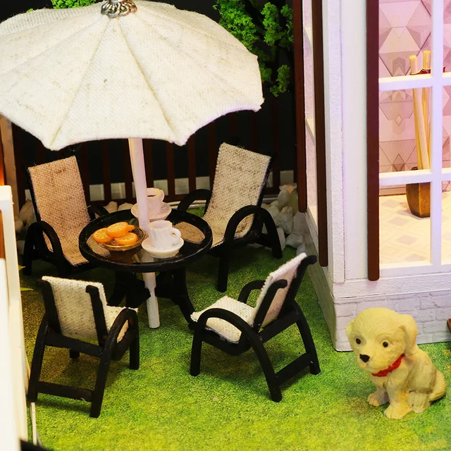 Handmade Child Doll 44cm Creativity Sand Table House Kit L901Miniatures Villa Toy Diy Miniature Dollhouse Furnitures Miniatura 6