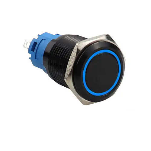 Black Push Button Switch 12/16/19/22mm Waterproof Illuminated Led Light Metal Flat Momentary Switches with Power Mark 5V 12V 24V - Image 11