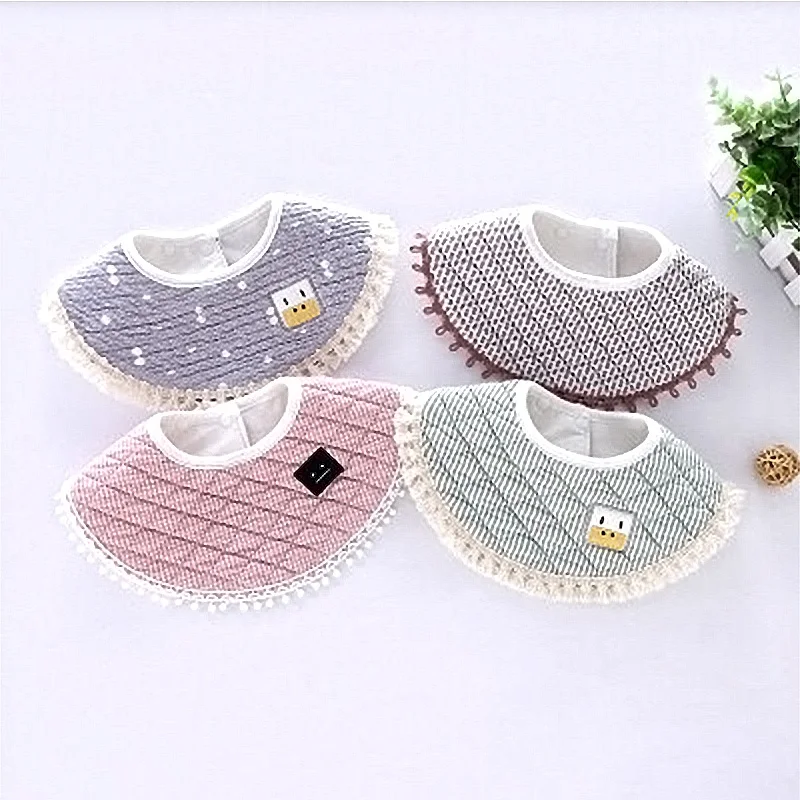 Baby Bib 2-layer Cotton European Lace Round Bibs Saliva Towel Feeding Small Cloth Turban Scarf For Girl Boy Supplies Decor | Детская