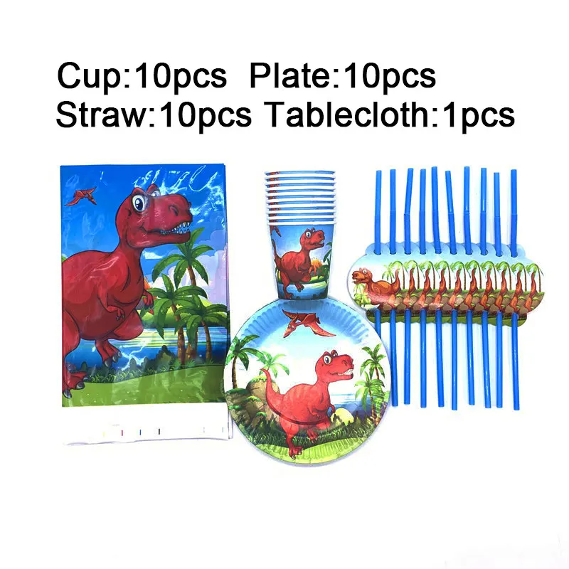 

Baby First Birthday Party Supplies Decorations Red Dinosaur Party Gift Bags Tablecloth Flags Plates Cups Picnic Party Supplies