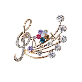 

New Arrival Music Brooch Elegant Style with Rhinestones Treble Clef Pin Brooches for Ladies