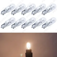 Завод прямых продаж 12V 3W T6.5 с плоскими штырями небольшой лампы для автомобилей подсветка приборной панели Ширина галогеновая лампа теплый белый