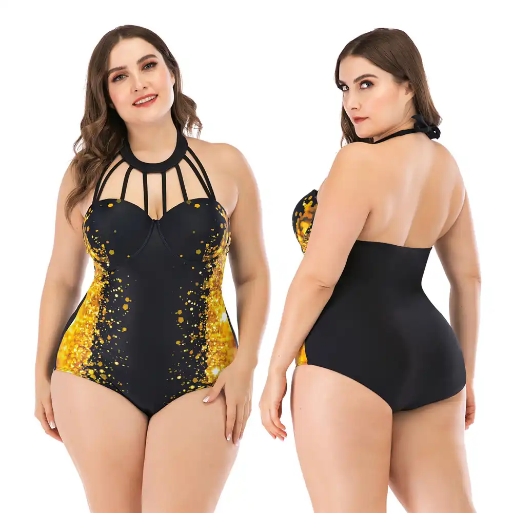 women's plus size high neck swimwear
