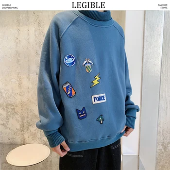 

LEGIBLE Hip Hop Mens Hoodies Embroidery Sweatshirts Men Casual Loose Oversize Thick Warm Hoodies Men Autumn 2019
