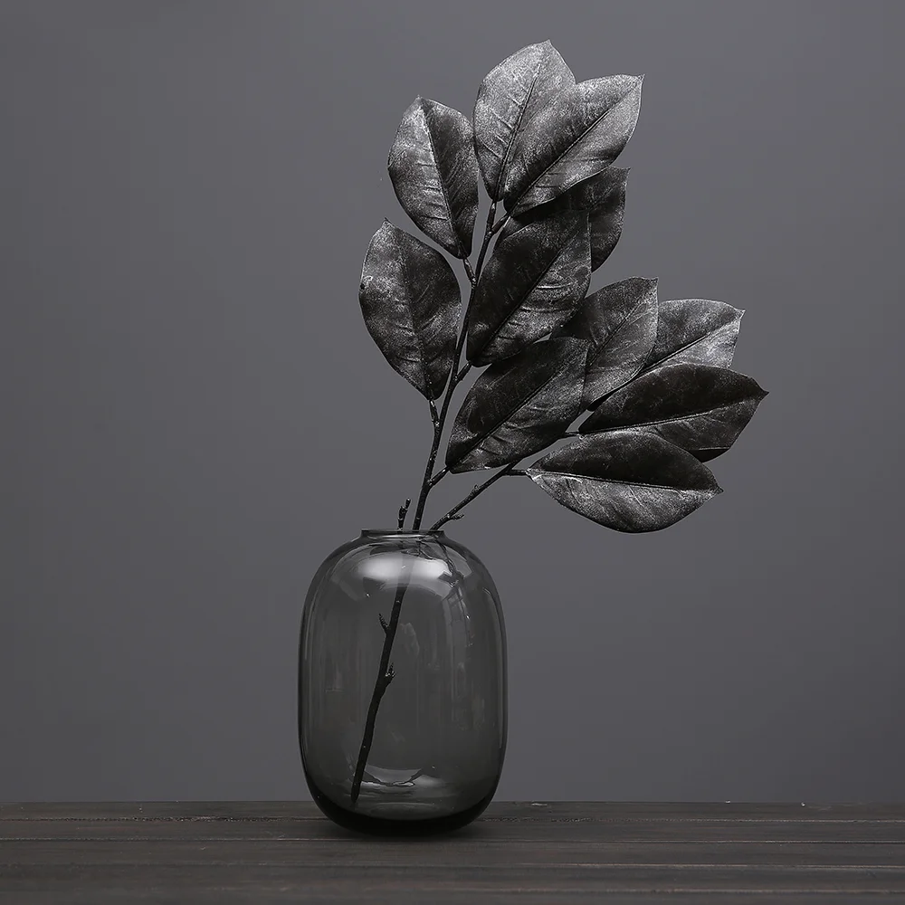 silver dark green Искусственная Магнолия лист спрей в металлическом золоте и серебре зеленый-23," высокий Рождество праздник листья выбор - Цвет: silver dark green