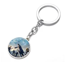 

Japan anime Final Fantasy Keychain Glass Dome Key Chain Bag Charm Holder Kids boy girl Keyring Gift Pendant