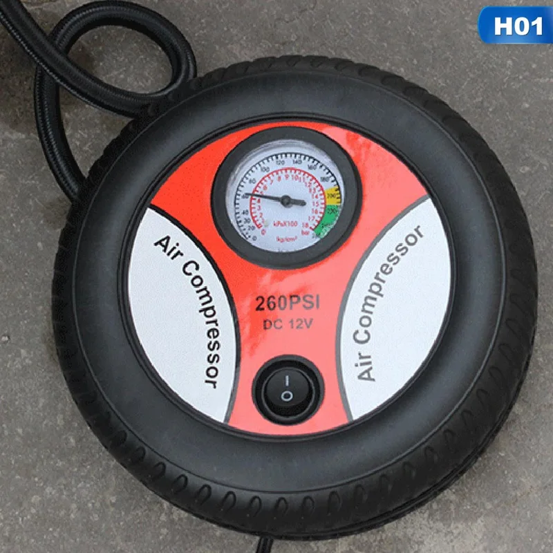 1 шт. Электрический шиномонтажный автомобильный портативный воздушный компрессор, насос, автомобильный воздушный компрессор для автомобилей, мотоциклов, велосипедов - Название цвета: H01