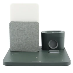 Multi Function Qi Wireless Charger Stand for Phone Watch Table Lamp Time Alarm Clock Fast Charger Station, Dark Green Multi Function Qi Wireless Charger Stand for Phone Watch Table Lamp Time Alarm Clock Fast Charger Station, Dark Green