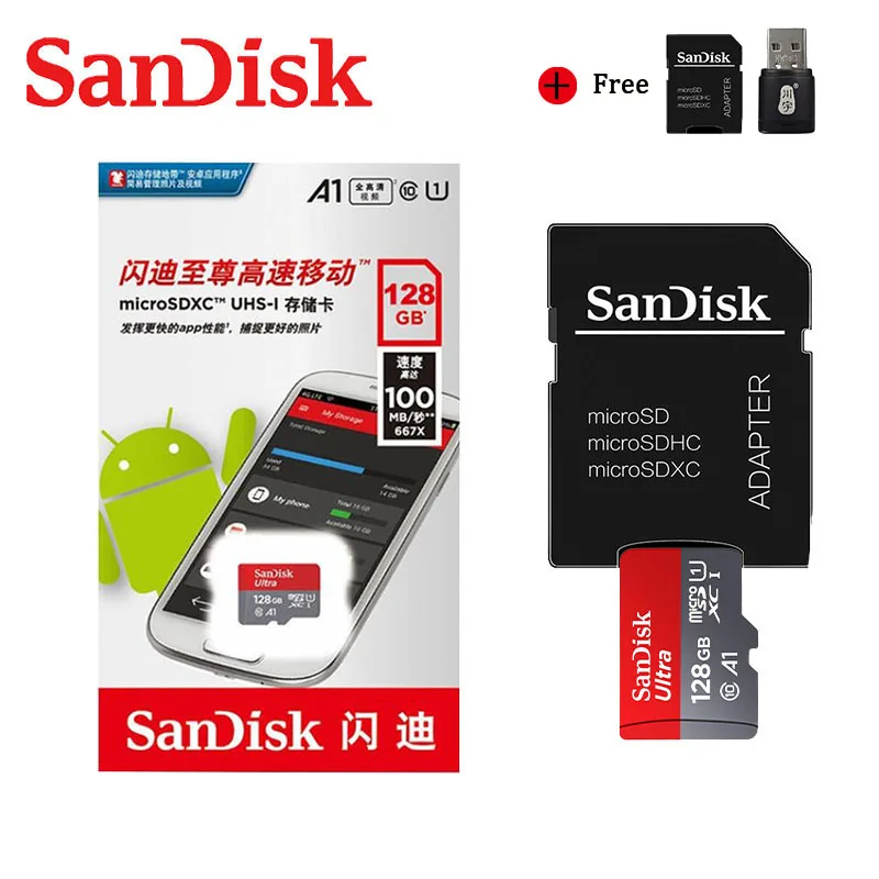 SanDisk карта памяти A1 400 Гб 256 ГБ 200 128 64 Micro sd класс 10 32 16 Microsd TF/sd флэш смартфона|Карты