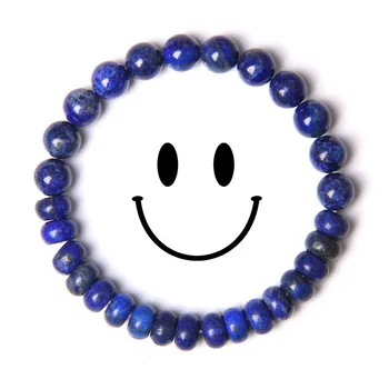 

Handmade Natural lapis lazuli Stone Beads Bracelet Round Blue Chakra Beaded Charm Bracelet for Women Men Lucky Energy Jewelry