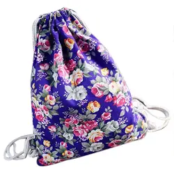 ABZC-Женский цветочный модный рюкзак из парусины школьные сумки рюкзаки с застежкой-шнурком фиолетовый