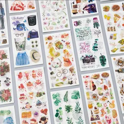 3 Sheets/pack Vintage Stickers Journey Food Flowers Decorative Washi Stickers Scrapbooking Label Diary Stationery Album Stickers