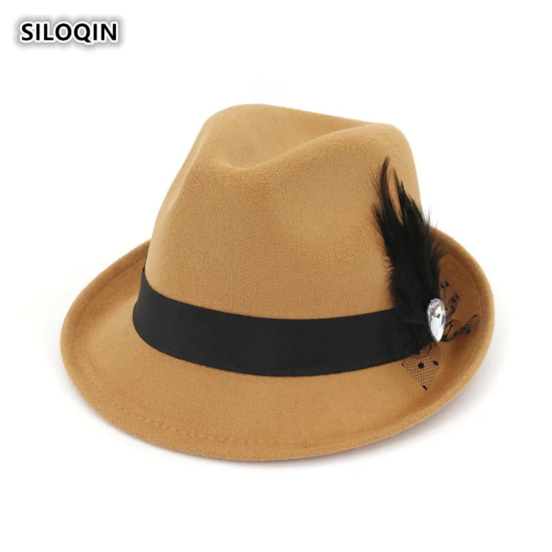 SILOQIN Панама женская шапочка осенне-зимняя трендовая Женская Fedoras простая Мода Досуг вечерние для женщин Casquette