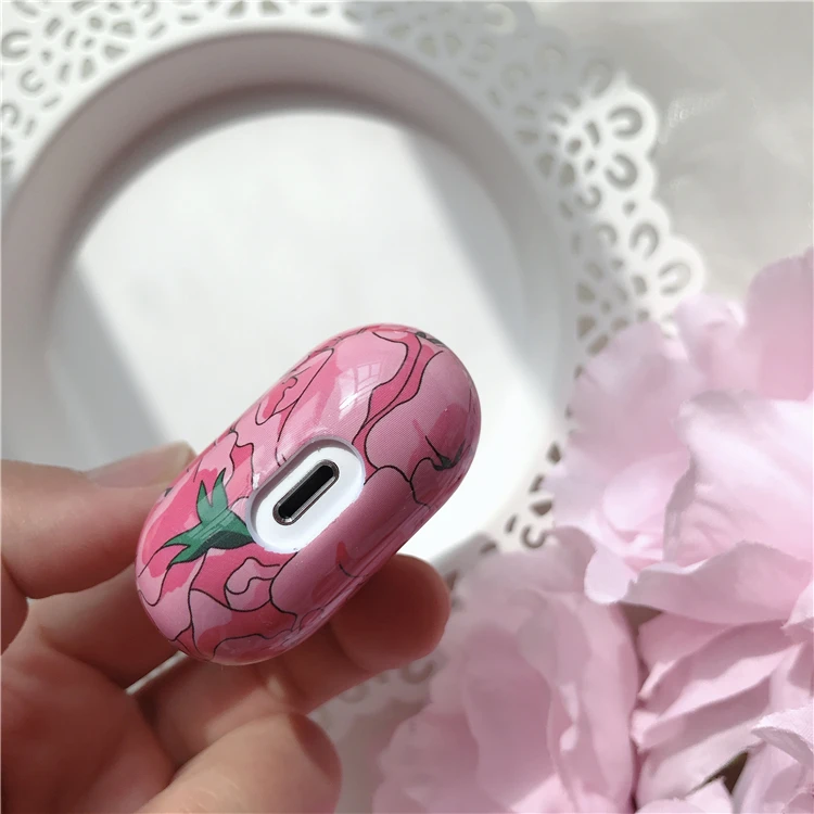 Розовый милый японский персиковый беспроводной Чехол для iPhone airpods 1 2 для iPhone, чехол для гарнитуры, жесткий чехол высокого качества для девочек