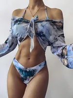 2021 New Print Sport Bandeau Push up Bikinis Sexy Marble Women Swimsuit High Waist Swimwear Women bathing suit Beach wear 4