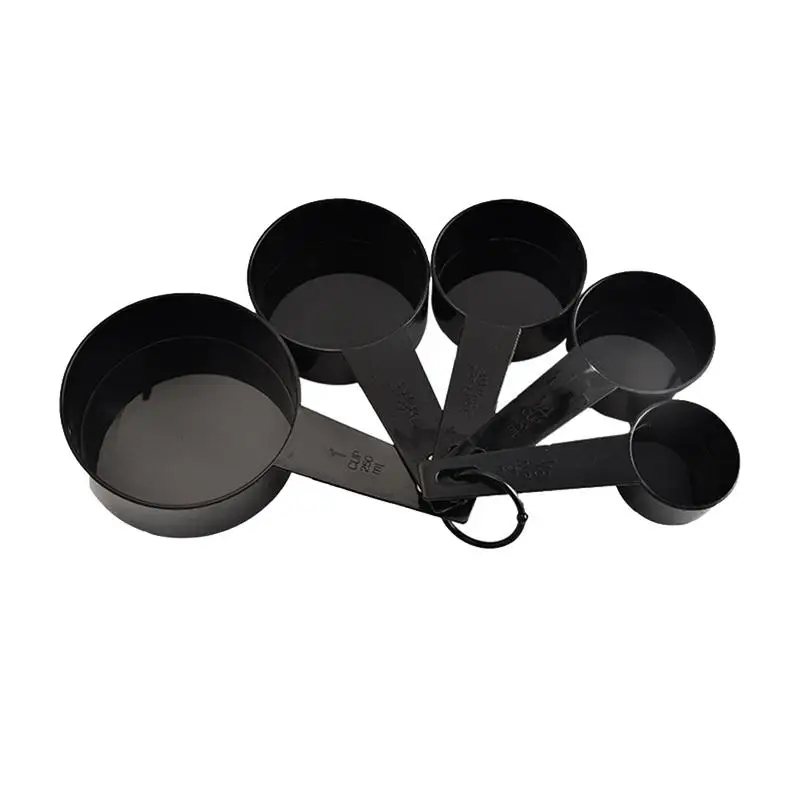 10pcs Measuring Spoons Set Plastic Measure Spoon with Scale Kitchen Tool for Liquid Spice Powder(Black