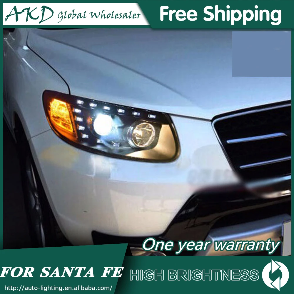 AKD автомобильный Стайлинг для Hyundai Santa Fe фары 2006 2012 светодиодный фонарь Santafe ДХО
