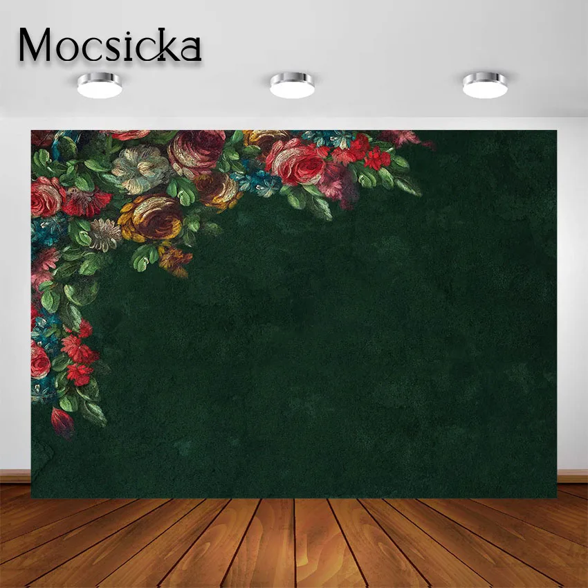 Mocsicka Рождественский красный цветочный фон Винтажный Зеленый абстрактный для