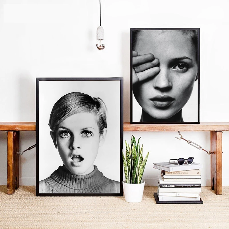 Fashion-Pop-Girl-Poster-Black-and-White-Photograph-Print-Nordic-Fashion-Girl-Portrait-Canvas-Painting-Wall (4)