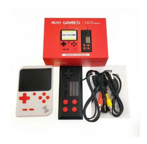 white with gamepads Новая встроенная 400 игр 800 мАч батарея Ретро видео портативная игровая консоль+ геймпад 2 игрока двойной 3,0 дюймовый ЖК-игровой плеер - Цвет: white with gamepads