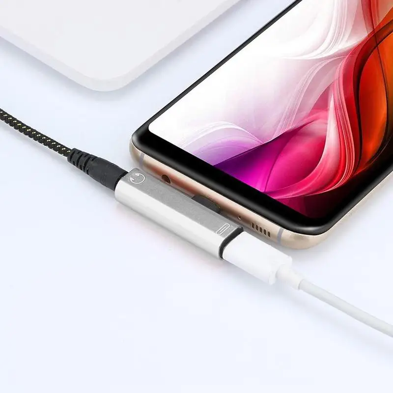 Тип usb-C аудио-адаптер для «2 в 1» C-до 3,5 мм разъем для Xiaomi наушники конвертер зарядки телефонов Q0P1