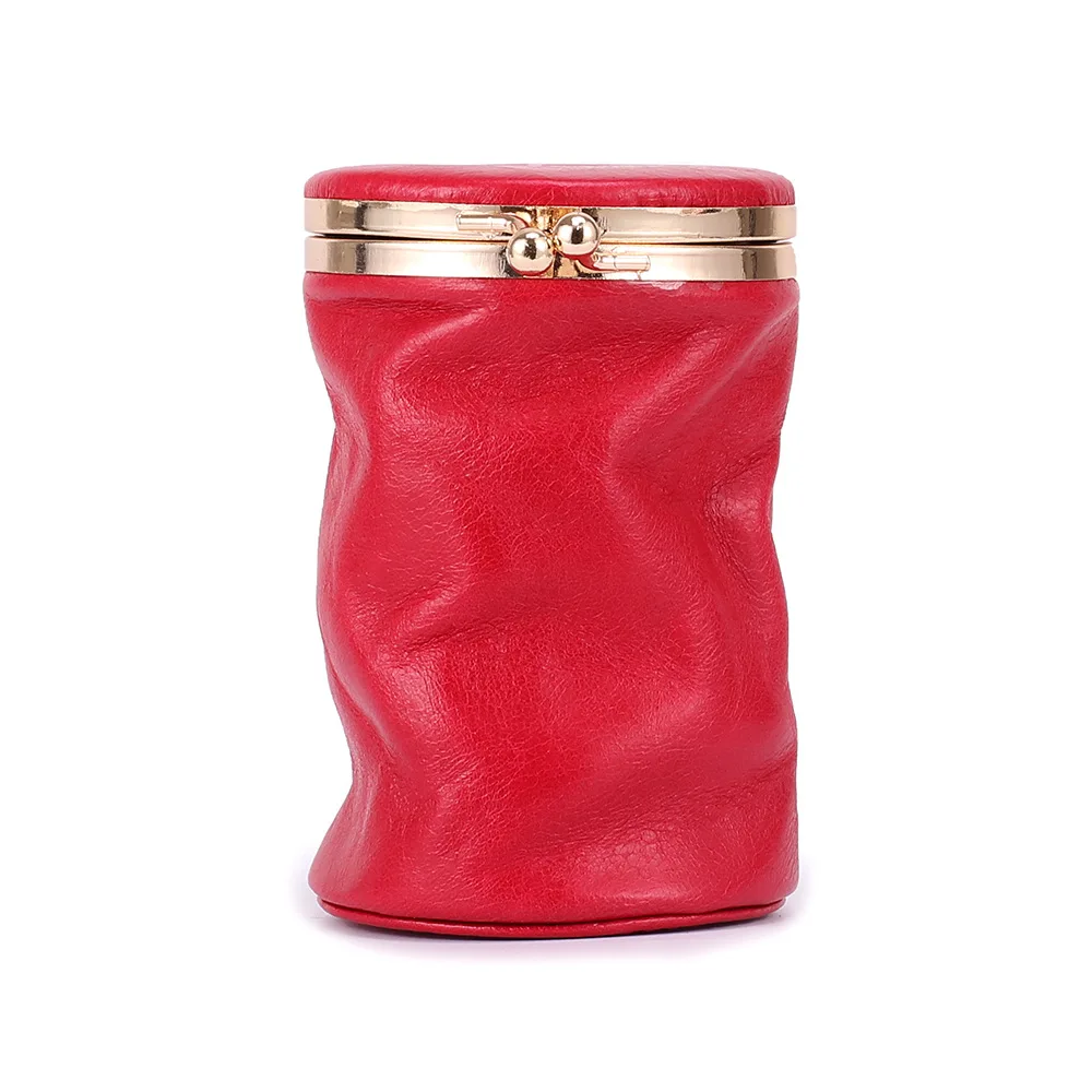WESTCREEK Марка газовый баллон мини косметичка из натуральной кожаный чехол для помады сумки с зеркалом мило, сумка для туалетных принадлежностей - Цвет: Red