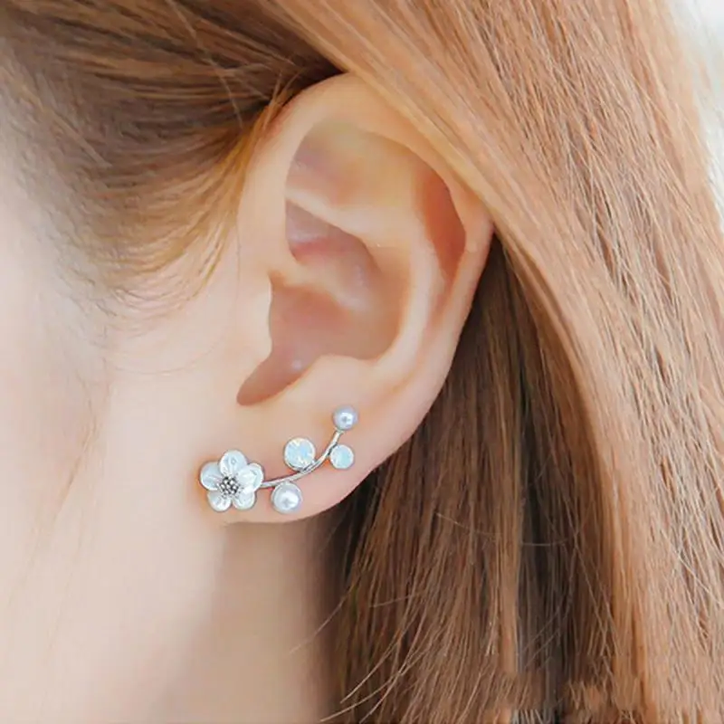New Fashion Shell Flower Pearl Earrings Girls Simple Crystal Alkyl Branch Women Elegant Jewelry Gifts Wholesale | Украшения и