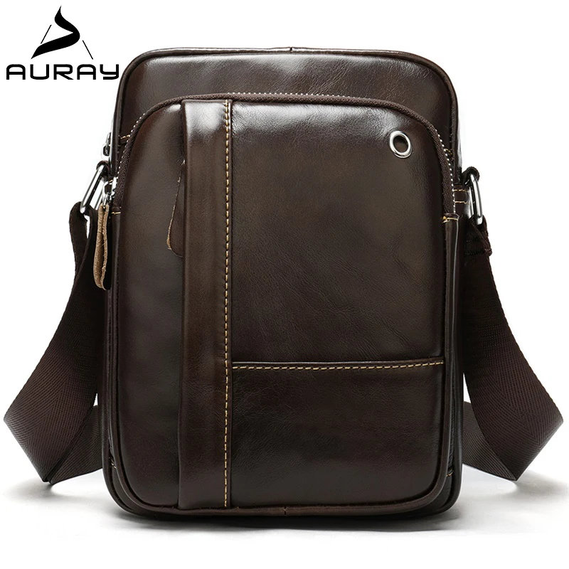 

AURAY Casual Fashion Men's Small Shoulder Bag Vintage Genuine Leather Cross Body Bag Man Messenger Bag Crossbody Bags For Men