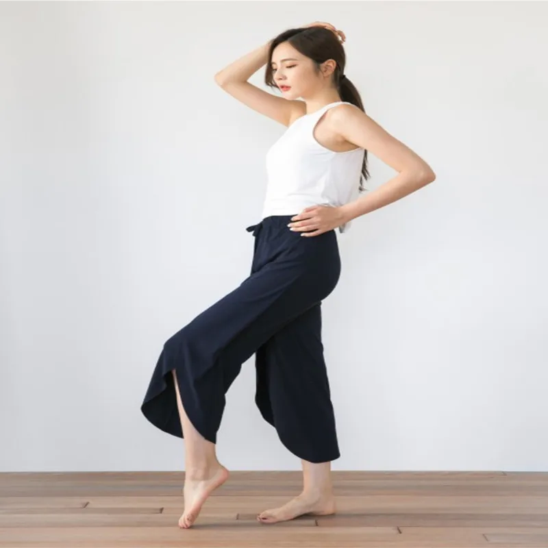 

New Style Fashion Modern Dance Loose Pants Women's Slit Capri Leotards Loose-Fit Adult Yoga Pants