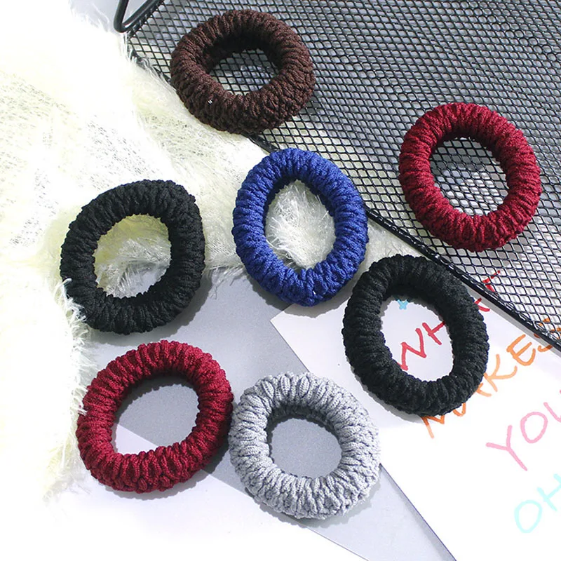 

10 Pcs /Lot Hair Accessories Towel Ring Bottoming Hair Ring Thick High Elasticity Seamless Wide-sided Hair Rope Scrunchies