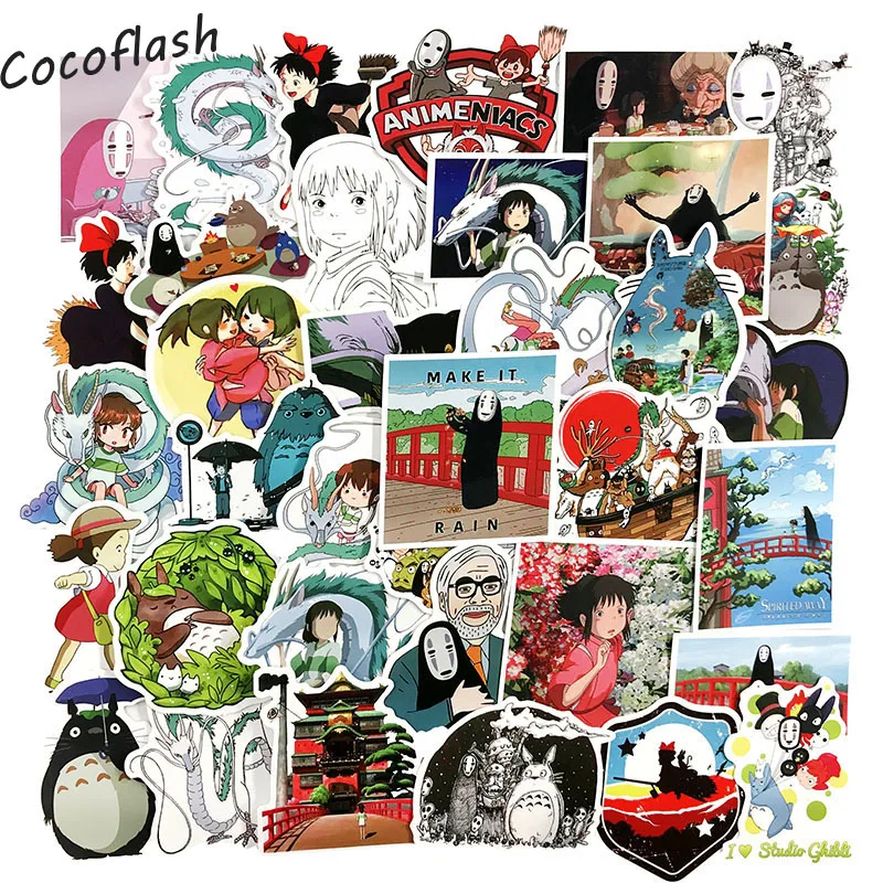 New50 Pcs/Set Spirited Away Cartoon Animation Stickers For Skateboard Luggage Laptop Refrigerator Motorcycle DIY Toy VOB