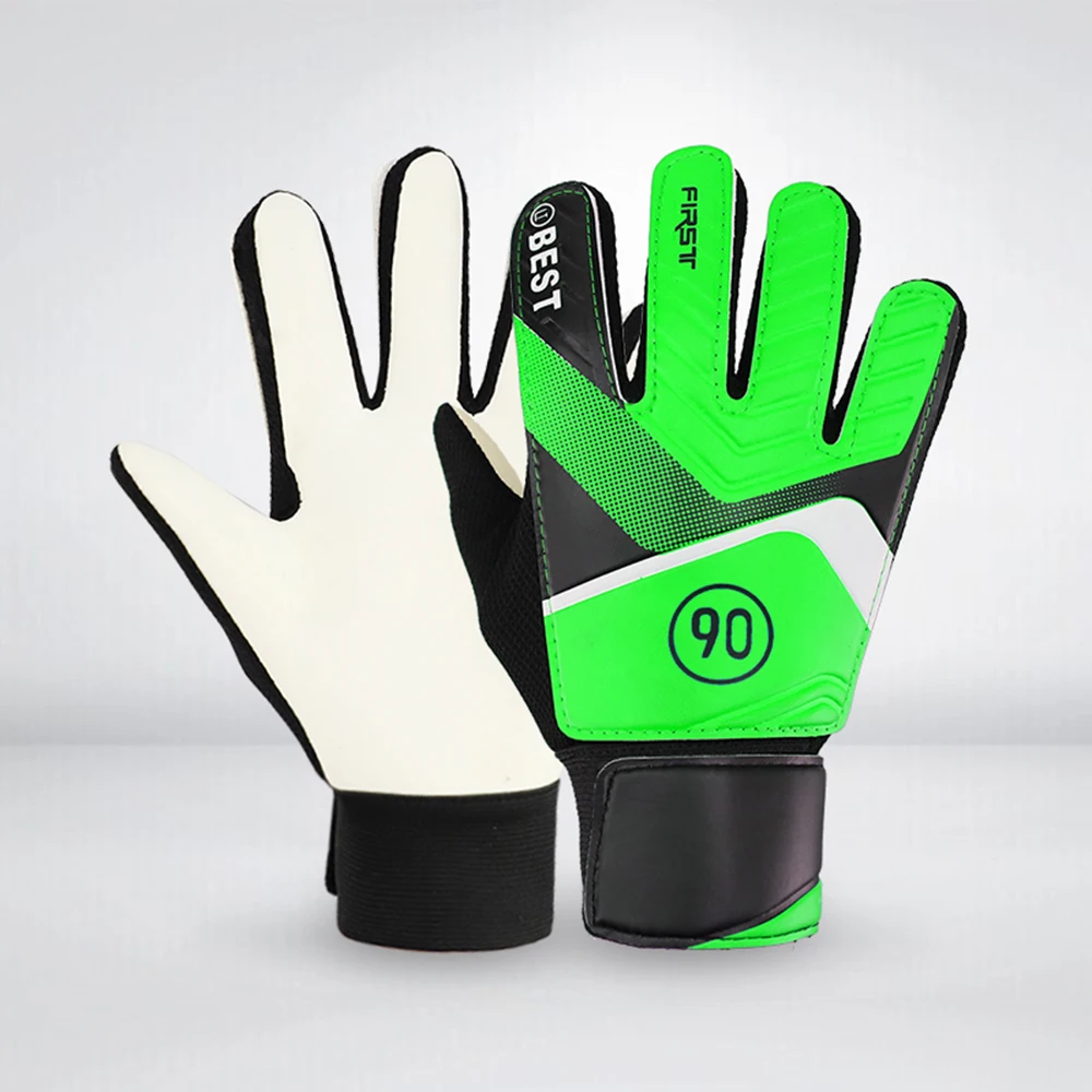 Green 6 New Kid's Gloves Finger Protection Latex Soccer Goalie Gloves Teenagers Breathable Sports Football Gloves - Цвет: Green 6