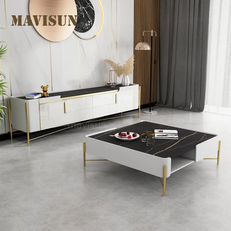 Aro Nordic Rectangular Black Coffee Table With Storage Of, 49 OFF