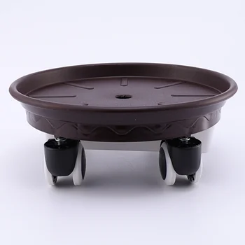 

1PC Movable Flower Pot Tray Plastic Plant Pot Tray with Wheel Round Shape Flowerpot Pad Multi-purpose Flowerpot Base with Water