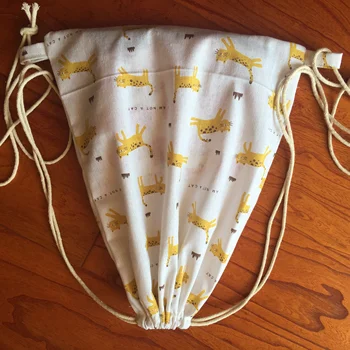 

Cotton Linen Eco Drawstring Backpack Book Shoes Bag Yellow Animal Not Cat YL7