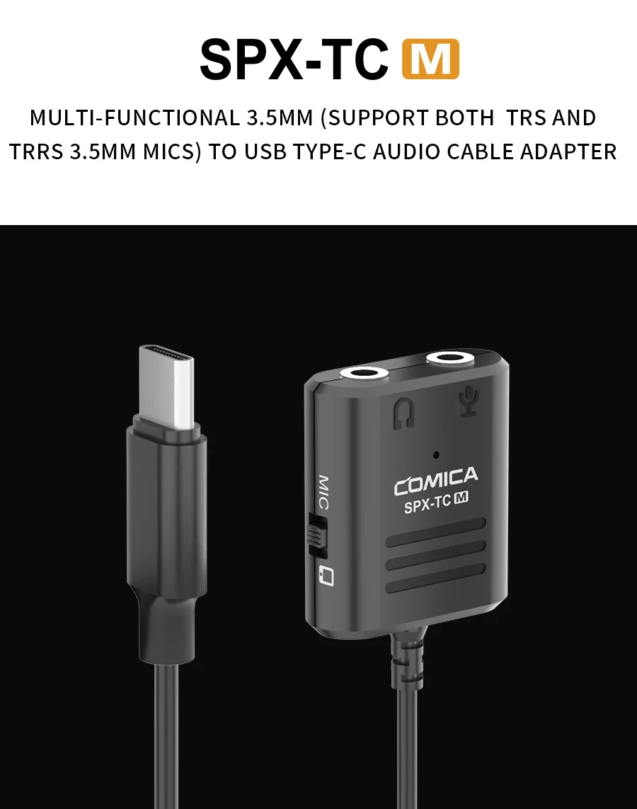 COMICA CVM-SPX-TC 3,5 мм TRS/TRRS конвертируется в USB TYPE-C аудио адаптер кабельного штекера для смартфонов Android 5,0 или выше